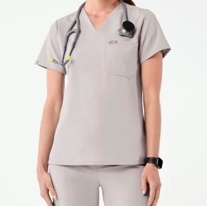 Figs Light Gray V-Neck Scrub Top